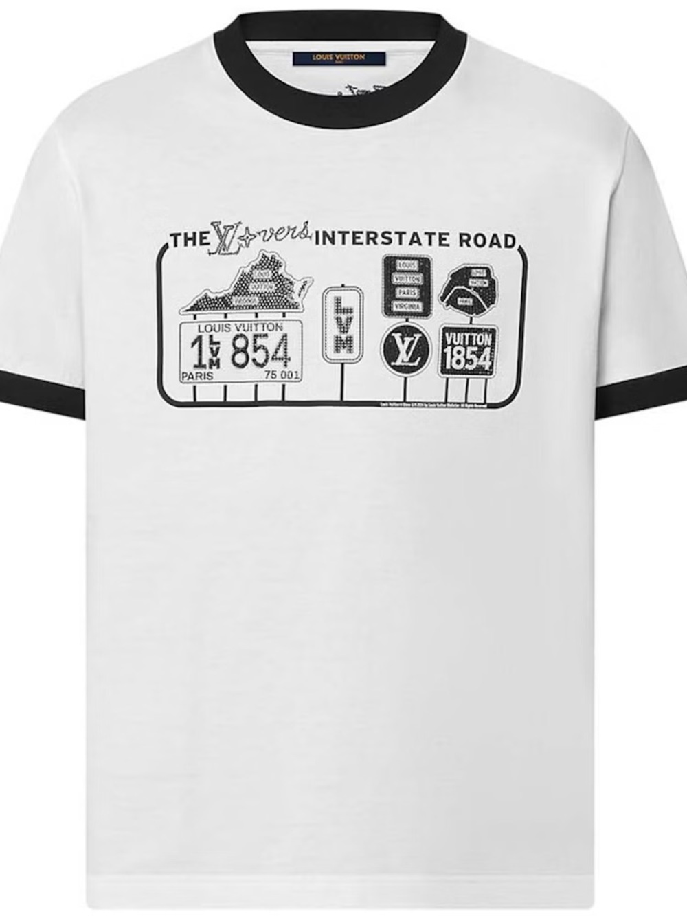 Louis Vuitton White Graphic Ringer Tee